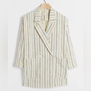 NWT Anthropologie Striped Cotton Blend Blazer